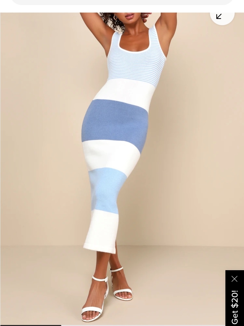 Lulu's Blue and White Striped Midi Tank Dress